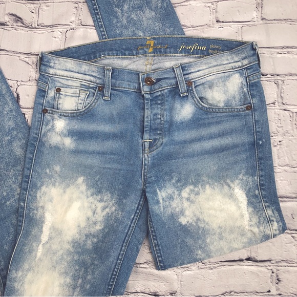 7 For All Mankind Josefina Distressed Skinny Boyfriend Jeans Sz 26 - Picture 16 of 16